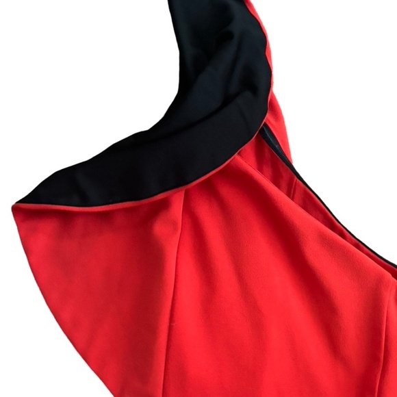 Rachel Roy Collection one-shoulder flutter sheath dress cocktail - red/black- s - Picture 3 of 6
